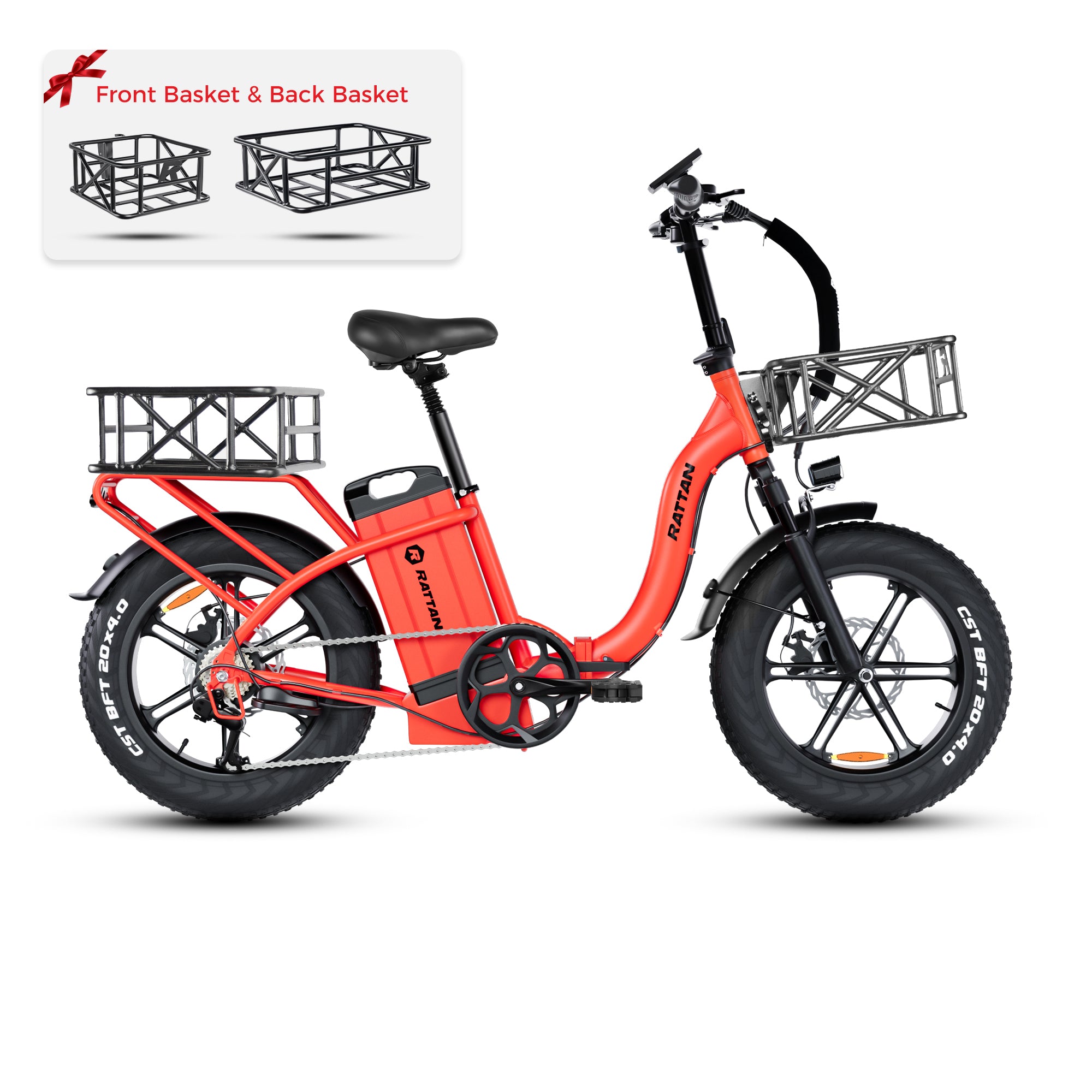 Rattan Foldable Ebikes 40.5AH Removable Battery 20
